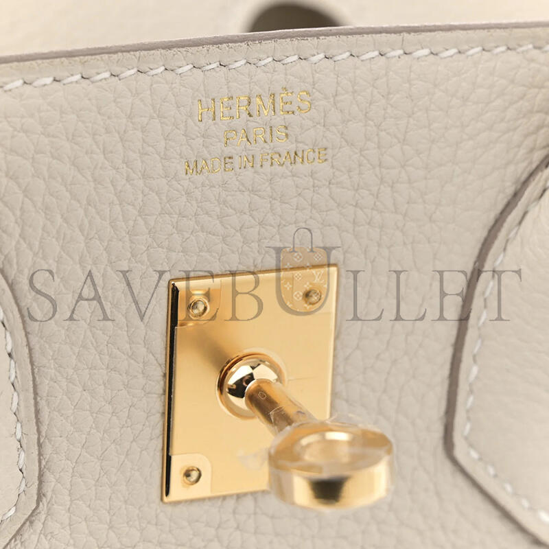 HERMES BIRKIN 25 RETOURNE TOGO CRAIE GOLD HARDWARE H041344CC10 (25*20*13cm)